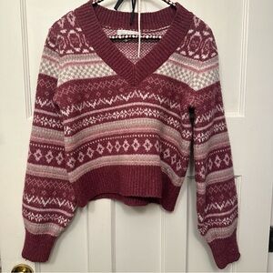 ⭐️ Wild Skyes V-Neck Sweater in Burgundy and Cream